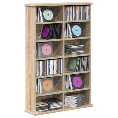 vidaXL - CD - Kast - Sonoma - Eiken - 60 - x - 17 - x - 92 - cm - Bewerkt - hout