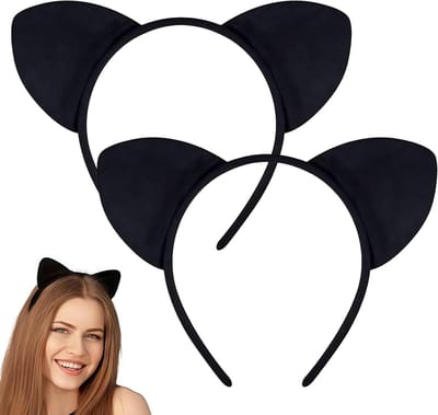 Set van 2 Zwarte Kattenoren voor Volwassenen, Perfect voor Carnaval, Rollenspel en Themapartijen