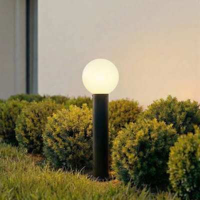 Lindby - Sokkellamp - 1licht - Glas, aluminium - H: 60 cm - E27 - wit, zwart