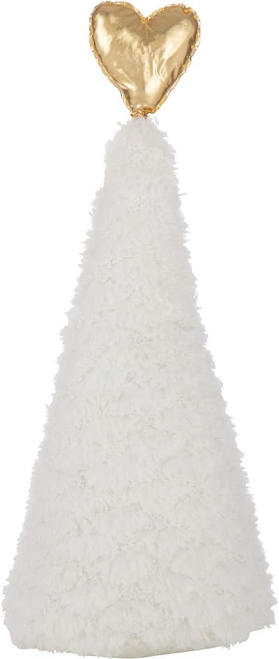 J-Line decoratie Kerstboom Hart - polyresin - wit/goud - large