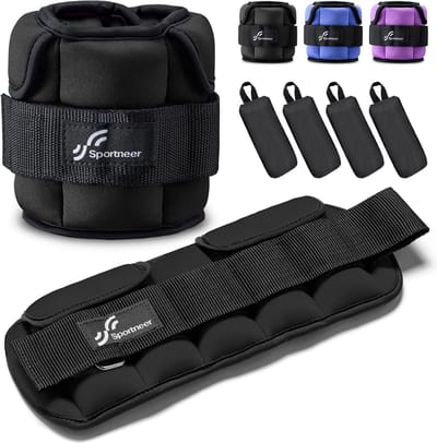 Sportneer Weight cuffs, adjustable ankle weights set, ankle/wrist weight cuffs, 0.4 - 1.6 kg per ankle, 0.8 - 3.2 kg per pair