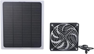 Zonnepaneel Ventilator - Luchtverfrisser - Kas Ventilatie - Efficiënte Zonne-energie - 25x21x4 cm - Zwart