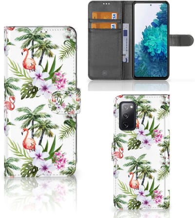 Samsung Galaxy S20 FE Telefoonhoesje met Pasjes Flamingo Palms