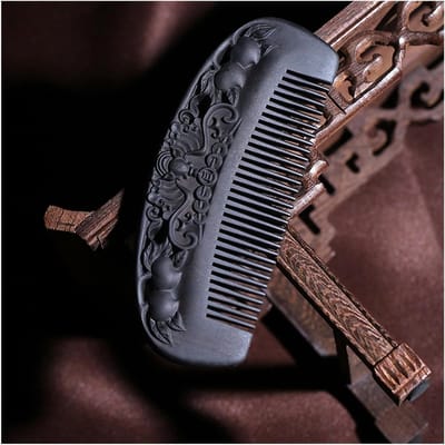 Houten Baardkam - Haarkam Mannen - Haar Ontwarren - Handgepolijste Tanden - 14 cm - Zwart