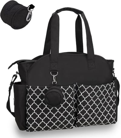 Famanu - Babyluiertas, 13 vakken, reis-luiertas, hengseltas, draagbare babytas met fopspeenvak, grote opbergruimte voor alle babyaccessoires, zwart