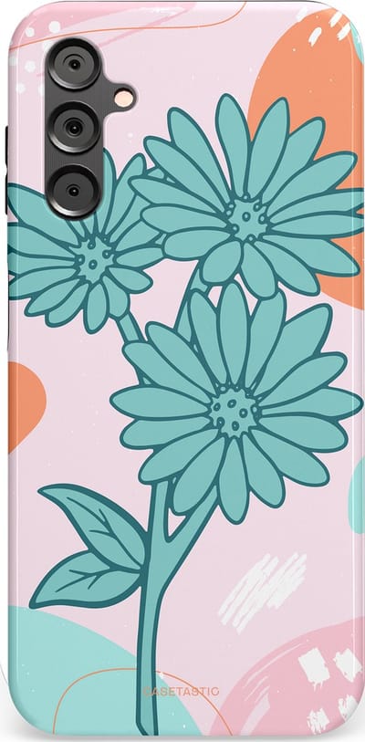 Casetastic hoesje geschikt voor Samsung Galaxy A14 (2023) 5G / Samsung Galaxy A14 (2023) 4G - Dubbellaagse bescherming - Roze Oranje Bloemen - Fashion Case - Wit Mintgroen Lichtroze Lichtblauw