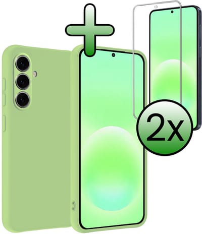 Hoesje Met 2x Screenprotector - Geschikt voor Samsung Galaxy A57 - Sterk & Shockproof - Back Cover - Siliconen Case - Telefoon Hoes - Groen