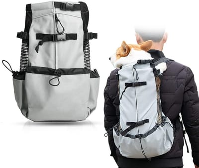 Hondendraagtas rugzak - Rugzak met waterdichte voering - Kleine reistas voor wandelen, fietsen en meer - 55*28*12CM - Wit