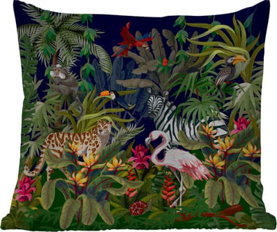 Tuinkussen - Jungle dieren - Natuur - Jongens - Meisjes - Flamingo - Zebra - 40x40 cm - Weerbestendig