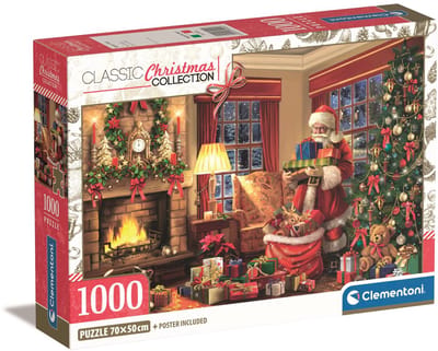 Clementoni – Puzzel – 1000 Stukjes – Kerst Collectie – Santa's Visit – Puzzel Voor Volwassenen
