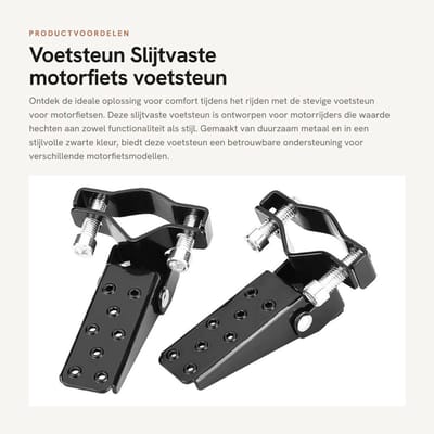 Dailygoods- Voetsteun Slijtvaste Motorfiets - Dunne Voetsteun - Metalen Voetsteunen - Hoogwaardig Materiaal - Zwart - 1 Paar - Motorfietssteunen