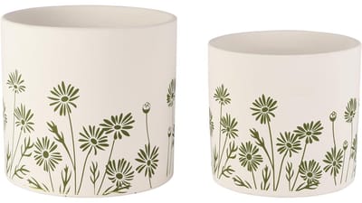 Dekoratief | Set 2 bloempotten 'Base Plants', keramiek, 17x17x15cm | A260457