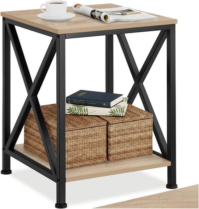 Ronde Bijzettafel Industrieel met Open Kast Industrieel Stijl