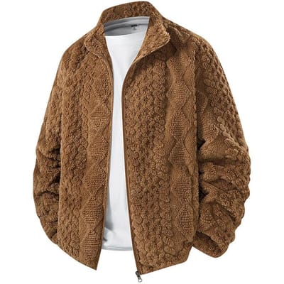 Gekorven Lamswol Fluwelen Jas voor Mannen Nieuwe Bont Houdt Warm en Koud in de Winter XL brown