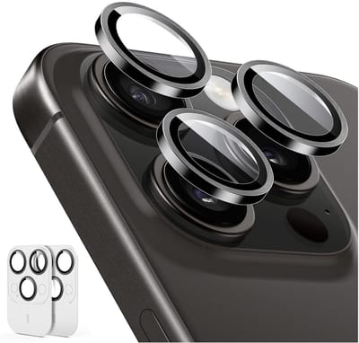 ESR Armorite Camera Lens Protector Geschikt voor Apple iPhone 17 Pro (Max) / 16 Pro (Max) - 9H Tempered Glass - Case Friendly - Zwart 2-Pack
