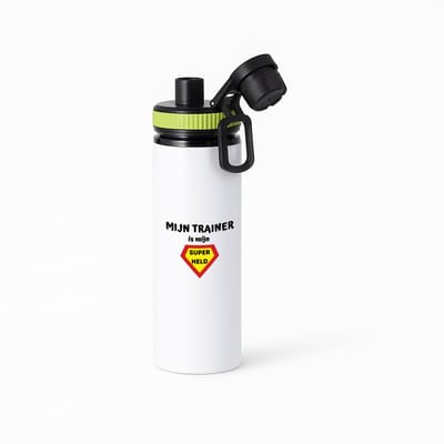 Hacebo® - mijn trainer is mijn superheld waterfles met draaidop groen - Trainer - super trainer - sport - verjaardag - cadeautje voor trainer - trainer artikelen - kado - geschenk - water fles - 850ML