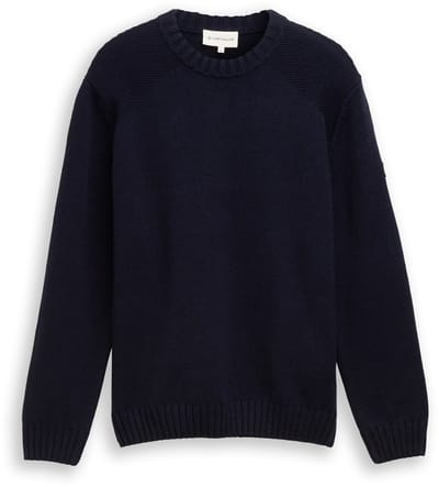 Tom Tailor - Gebreide trui met ribdetails - Maat XL - Knitted Navy Melange