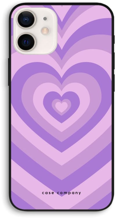 Case Company® - Hoesje geschikt voor iPhone 12 hoesje - Hart Paars - Biologisch Afbreekbaar Telefoonhoesje - Bescherming alle Kanten en Schermrand