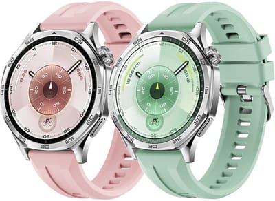 Stravo 2-Pack 22mm Siliconen Smartwatch Bandjes Geschikt voor Huawei Watch GT 2/ 3 / 4 / 5 / 6 (46mm modellen) – Siliconen Horlogebandjes voor Samsung Galaxy Watch 46mm/Galaxy Watch 3 45mm/ Gear S3 / Garmin Venu 3 / 2 – Cyan + Roze