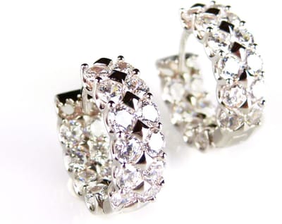 Zilveren oorringen oorbellen gezet met cubic zirconia