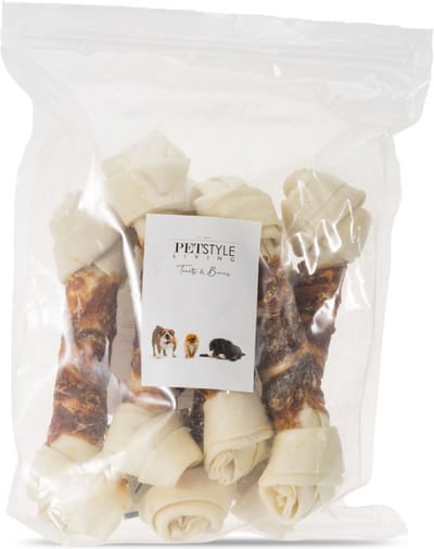 Petstyle Living Geknoopte Botten met Eend - Hondensnacks - 21cm - 6 Stuks - Kauwbotten Hond