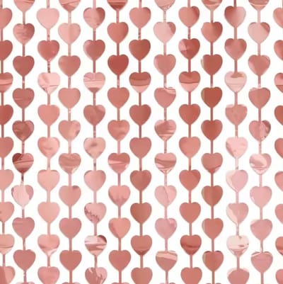 Glittergordijn - 1x2m - Rosé goud Hartjes - Valentijn Versiering - Feestgordijn - Deurgordijn - Backdrop - Fotowand - Valentijn decoratie