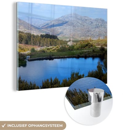 ® Glasschilderij 160x120 cm - Schilderij acrylglas - Het grauwe berglandschap van het nationaal park Peneda-Gerês in Portugal - Foto op glas - Muurdecoratie woonkamer - Wanddecoratie slaapkamer - Schilderijen