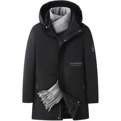 Doudounes d'hiver pour personnes d'âge moyen et personnes âgées, Manteaux en coton épais, Manteaux de papa, Manteaux d'affaires mi-longs 2XL black