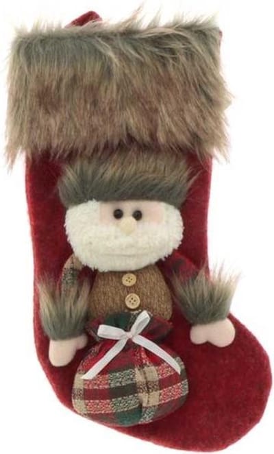 Luxe 3D Kerstsok - Kerstman - 34 x 17 cm - Rood