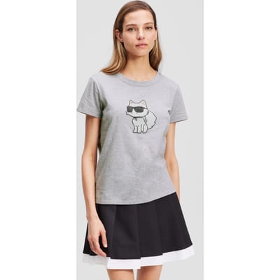 Karl Lagerfeld Ikon Rs Choupette T-shirt Light Grey Melange Taglia: XS | Maglie Sportivi Outlet | Donna | Grigio