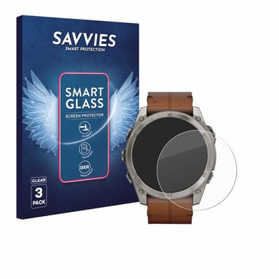 3 Stuks Savvies Screenprotector - geschikt voor Garmin Fenix 8 / 8 Pro / 9 (51 mm) - beschermfolie glas transparant