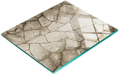 Duurzame en stijlvolle glazen keukenplank met steenmuurmotief 60x52 cm