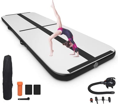 Opblaasbare gymnastiekmat 3/4,5 m met elektrische pomp - Draagbare turnmat voor yoga en training