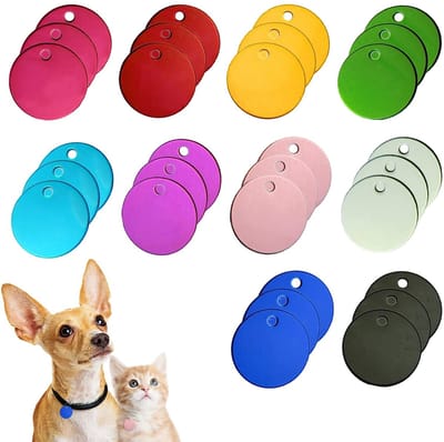 Dailygoody - Huisdier-ID-tags - Ronde ID-tags - Dubbelzijdig - Gemengde kleuren - Naam en telefoonnummer - Geschikt voor honden en puppy's