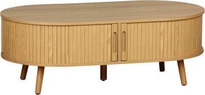sweeek - Salontafel met 2 schuifdeuren en 3 vakken met houteffect 110 x 59 x 39cm - legacy