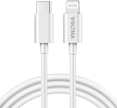 Voltma PHS30CL USB C naar lightning data kabel - 1,2m USB-C naar Lightning oplaadkabel - QC2.0 30W snel opladen - Laadkabel met 5000+ buigflexibiliteit - USB-C Lightning snellader geschikt voor Apple iPad Airpods iPhone 14 / 13 / 12 / 11 / X / XR /