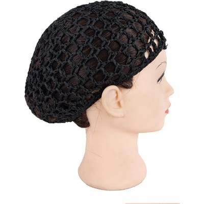 1PC Dames Zachte Gebreide Gehaakte Haarnet, Mesh Ademende Haarkap, Dagelijkse Haarverzorging Vaste Kapselaccessoires zwart