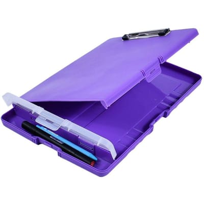 1 Pièce Presse-papier en Plastique Boîte de Rangement Étui Dossiers de Documents Organisateur de Feuilles de Test Bloc d'Écriture Papeterie Fournitures Scolaires de Bureau violet