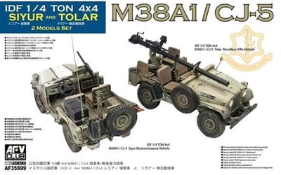 AFV Club Modelbouwpakket Militaire voertuigen - 35S99 IDF 1/4 ton 4x4 M38A1 / CJ-5 Siyur Reconnaissance Vehicle + Tolar Recoilless Rifle Vehicle Plastic - 1:35 - Modelbouw