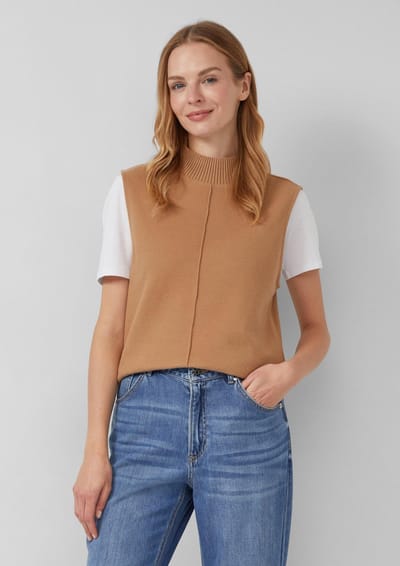 Mouwloze sweatshirt met ribgebreide hoge kraag dames s.Oliver