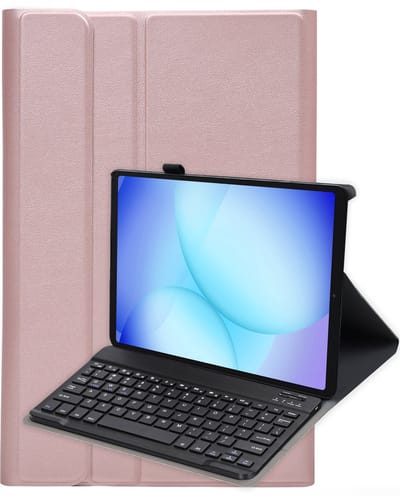 Hoes - Geschikt voor Samsung Galaxy Tab A11 - Toetsenbord Case - Keyboard Book Cover - Hoesje - Rosé goud