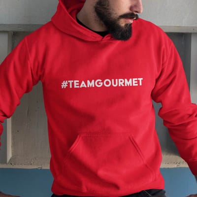 Foute Kerst Hoodie Rood #TeamGourmet XS - Uniseks Pasvorm - Kerstkleding Voor Dames & Heren