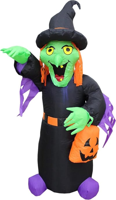 4 Voet Tall Halloween Opblaasbare Heks Met Pompoen Tas LED Verlichting Decor Outdoor Indoor Vakantie Decoraties, Opblazen Verlichte Tuin Decor, Gazon Inflatables Thuis Familie Buiten
