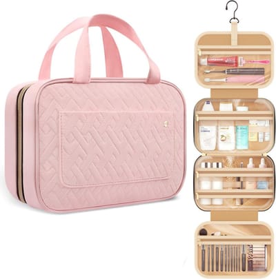 Toilettas Met Haak - Hangende Toilettas - Dames En Heren -Waterbestendig - Make Up Tasje - Beautycase Dames - Toilettas - Toiletzak - Outdoor Reis Toilettas - Travel Organizer Mannen & Vrouwen, Meisje En Kind - Roze - Praktisch & Draagbaar