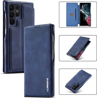 Luxe Telefoonhoesje geschikt voor Samsung Galaxy S24 Ultra | Hoogwaardig Leren Bookcase | Luxe Uitstraling | Flip Case | Portemonnee | Blauw