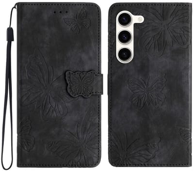Coverup Hoesje - Geschikt voor Samsung Galaxy S25 / S24 Hoesje - Coverup Vlinders Book Case - Zwart