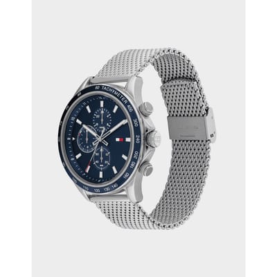 Accessoires Tommy Hilfiger Miles Chronograaf Mesh Armband Horloge in marineblauw zilver