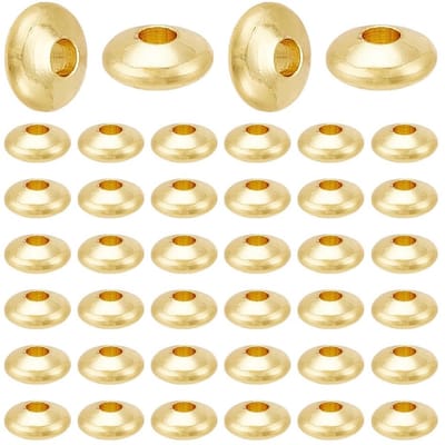 Dailygoods- Spacer Kralen 40 Stuks - 18K Vergulde Kralen - Platte Ronde Kralen - Heishi Kralen - Metalen Kralen - Gat: 1,5 mm