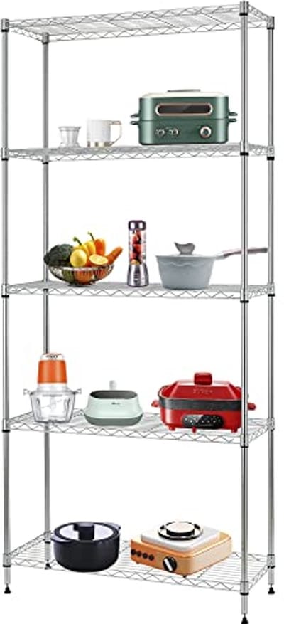 Draad Rekken Unit Metalen Plank met 5 Tier voor Keuken Garage en Restaurant