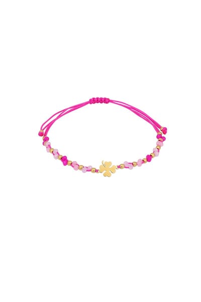 Lucky charm armband - Fuchsia - Verkleurt niet - Cadeau - Goudlief.nl